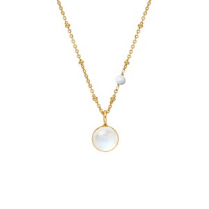 Moonstone and Opal Pendant Gold Plated Necklace