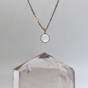 Gold Chain necklace with Moonstone and Opal Pendants