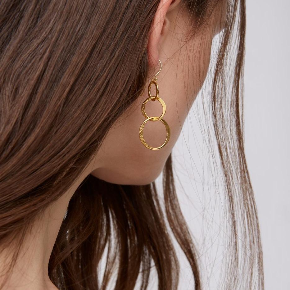 Gold Plated Circle Linked Earrings Lolita Gold Plated Looped Earrings