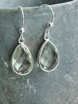 Semi precious teardrop silver earrings