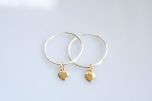 silver and gold earrings, silver hoop earrings