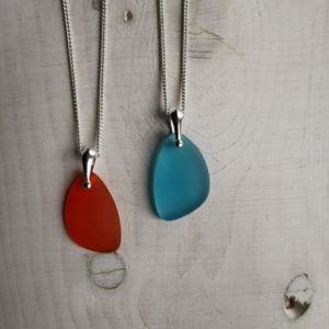 Seaglass and silver necklace