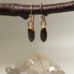 Gold Plated Earrings with Black Onyx Drops