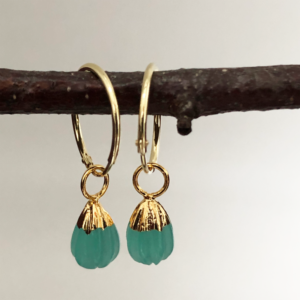 Gold Vermeil Hoop Earrings with semi precious gemstones