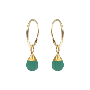 Gold Vermeil Earrings with Green Chalcedony