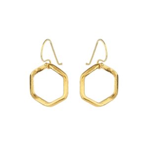 Handmade Hexagon Gold Plated Earrings