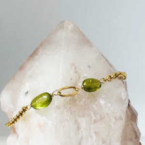 Gold Chain Bracelet with Peridot